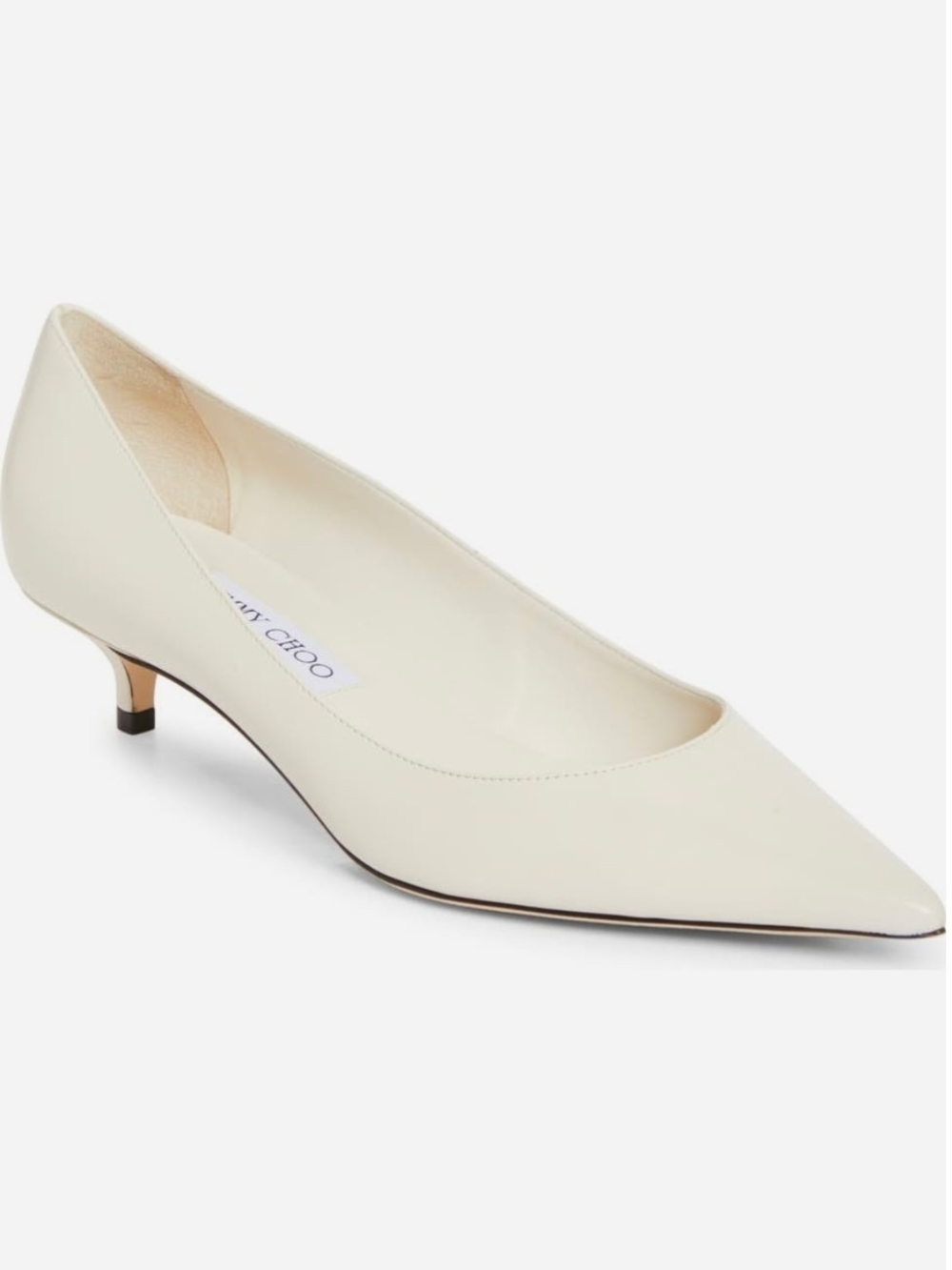 Jimmy Choo Ivory Pointed Kitten Heel Pump